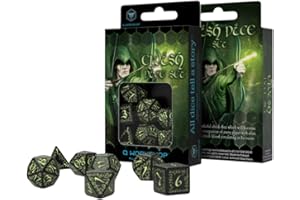 Q WORKSHOP Q-workshop Set de dés Elfiques Noir-Fluorescent