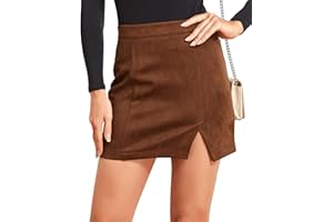 Maeau - Gonna da Donna Corta Gonna Camoscio Sintetico Vita Alta Gonne A-Line Eleganti Gonna A Tubino Slim Gonna Casual Moda con Cerniera per Quotidiano Party Festa