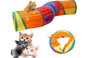 WIRZUL - Tunnel Pieghevole per Gatti e Conigli - Giocattolo per Animali Domestici con Giocattolo Appeso, Adatto a Gatti, Conigli, Cuccioli e Piccoli Animali