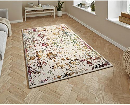 Taleta Vineyard Collection Traditional Design Distressed pattern Four Season Colorful Turkey Area Rug,White,160x230cm