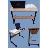 MONTESEV Laptop Sehpası Ve &Ccedil;alışma Masası Y&uuml;kseklik Ayarlı Tekerlekli Oval Kenar (80 LİK SEHPA)