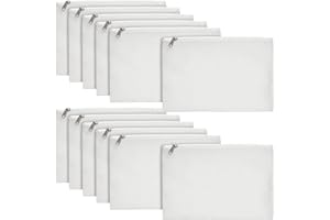 JUVALE Blank Canvas Zipper Pouch, DIY Craft Bag for Cosmetics, Coins, Miniature Toiletries 12 Pack, 15 x 20 cm Off-White