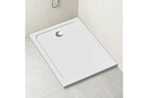 Peviasot Duschkar 90 × 120 x 4 cm, rektangulär, 90 mm avloppsöppning, vit | Akrylduschkar med integrerad lutning, för dusch, duschkabin och badrumsrenovering, utan avloppsbeslag