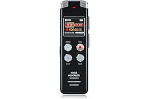 16GB Grabadora de Voz Digital, Grabadora con Activación por Voz con Reproducción - EVISTR Dictafono para Conferencias, Reuniones, Entrevistas, Dictáfono con Reproductor de MP3 y Recargable por USB