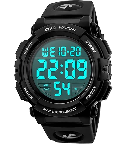 Montre De Natation Numérique Submersible étanche à 100 M Avec Alarme Et Chronomètre, Prise En Charge De L'affichage Double Fuseau Horaire, Compte à Rebours, Format 12/24 Heures