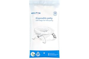 Maliton 30 Stück Einweg Baby Töpfchenbeutel mit Saugfähigem Pad für Unterwegs,Reisen,Auto - Universelle Töpfchen Liner passend für meisten Töpfchenstühle&Toilettensitz, Tragbar, Hygienisch & Praktisch