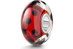 MATERIA by Matthias Wagner Glas Bead Anhänger rot Beetle- Glasperle Marienkäfer Käfer gepunktet für Armband 1169