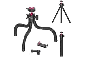 ULANZI MT91Trépied Smartphone Flexible avec Télécommande Bluetooth, Trépied pour Appareil Photo Octopus avec système de Fixation Rapide, Mini Trépied W Adaptateur pour Caméra d'action