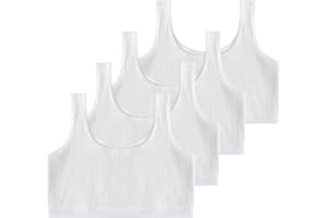 Lancry 4PCS Girls' Soft Cotton Crop Tops for Girls Age 7-12, Unpadded Wireless Sports Bra