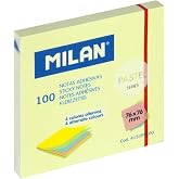 Pad of 100 Sticky Notes Alternating Colours 76 x 76 mm, Pastel MILAN Series, 4151PT100