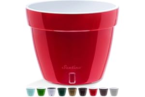 Santino ASTI Pot de Fleurs à Arrosage Automatique -30 CM - Auto-Arrosant - avec Indicateur de Niveau d'eau - pour Toutes Les Plantes D'intérieur (Ø 30 cm, H 23 cm, 12L - Rouge/Blanc)