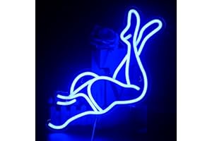Looklight Sexy Dame Enseigne au néon Signe néon femme dos USB jambe néon pour décoration murale Signe lumineux bleu pour chambre à coucher maison bar fête fille salle de jeu