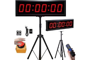 12 cm gymtimer med stativ, nedräkning stoppur, räknare, stoppur, digital för hemmagym, garage, 12 m justerbar sikt, ljusstyrkanordning, bärbar inkl. stativ och väggfäste för kök, tävlingar