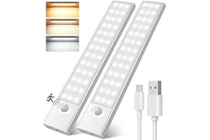 ANOPU Unterbauleuchte Küche LED, 78 LED Schrankbeleuchtung mit Bewegungssensor,3 Farbmodi& Stufenlosem Dimmen,2500 mAh Wiederaufladbarer Akku, Unterschrankbeleuchtung für Kleiderschrank/Treppe/Gang, 2 Stück