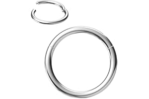 NewkeepsR 6G/8G/10G/12G/14G/16G/18G/20G Steel Nose Ring Hoop Piercing,Septum Lip Helix Cartilage Rook Body Jewellery,Diameter From 5mm to 14mm, Gold-Rose Gold-Silver tone-Black