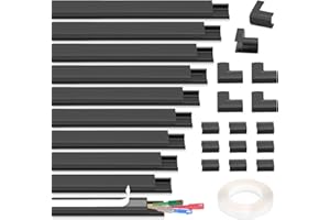 LALATOK 10pcs Canaline per cavi, canaline per cavi nero 40 cm 15x9 mm, per nascondere cavi di alimentazione, cavi degli altoparlanti, cavi TV a casa ufficio