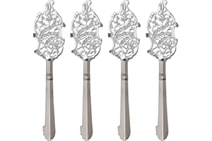 4x Absinth Löffel Feuilles von ALANDIA | Aus Edelstahl gefertigt | Reproduktion eines Original-Löffels aus dem 19. Jh.