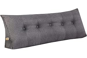 RAKTOV Einfaches Dreieck-Lesekissen, Nackenrolle, großes Rückenkissen für Bett, Sofa, Tatami, Tagesbettkissen, Keil-Kopfteilkissen mit abnehmbarem Bezug, 100 x 50 x 20 cm, Dunkelgrau