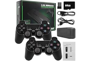 EVOLOO Nostalgic Retro Game Console, 4K Home Video Game Console,Dual Wireless Controllers Plug & Play Video Game Stick, TV Video Game Player with 2.4G Wireless Control Gamepads,Built in 10000+ Games (64G)
