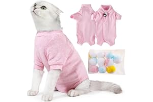 SUYUKU Katzen Genesungsanzug Anti Leck Kätzchen Body für Alternative elisabethanische Kragen Katzen Einteiler Operationsbody Warm Pyjama Kleidung Weicher Bequemer Pullover (Rosa, L)