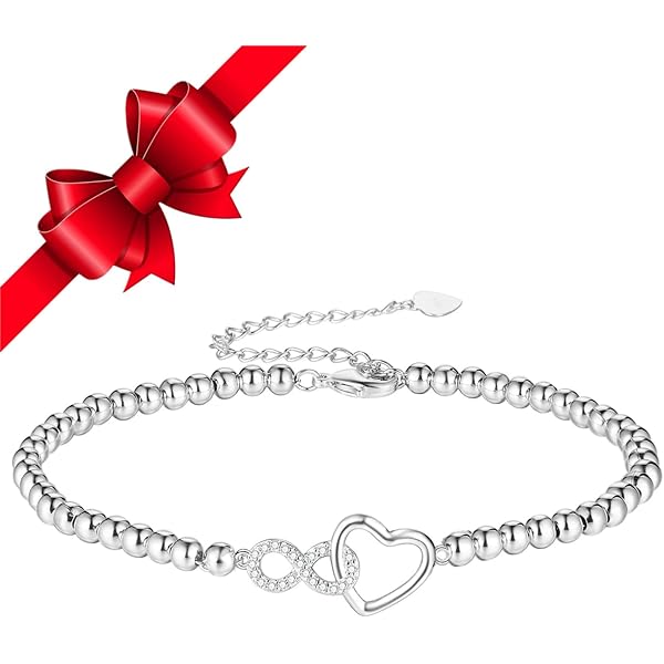Bo&Pao Infinity armband voor dames en meisjes in 925 sterling zilver, 21 cm, verstelbaar, Sterling zilver