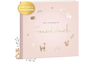 mintkind® Kindergarten Freundebuch Rosa, Freundschaftsbuch zum Ausfüllen, Freundebuch für den Kindergarten Mädchen und Jungen, kinderfreundliche Vorlagen und niedliche Illustrationen