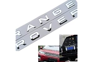 XCBW Insignia de Emblema de Capucha Delantera 3D de 2 Piezas Pegatinas de Letras, para Range Rover Stickers Decal Logo,Bright Silver