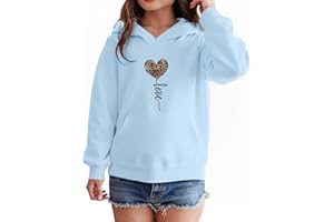 TUANMOZI Hoodie Mädchen Kapuzenpullover Leopard Drucke Sweatshirt mit Kapuzen Casual Baumwolle Pullover Langarm Kapuzenpulli mit Taschen 7-14 Jahre