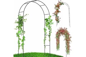 SEVERNO Gartenbogen aus Stahl, 240cm hoch, Hochzeitsbogen, Garten-Pergolat,Garten Rankgitter Rankhilfe Rankbogen Dunkelgrün