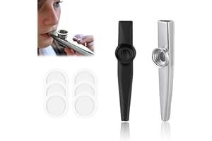 YZMMXZ Lot De 2 Kazoo Métal En Alliage D'Aluminium, Kazoo Instrument Adulte, Kazoo Instrument, Instrument Kazoo(Argent Et Noir)