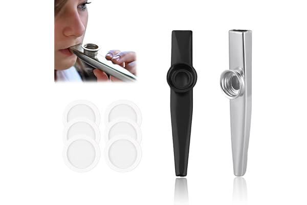 Lot De 2 Kazoo Métal En Alliage D'Aluminium, Kazoo Instrument Adulte, Argent Et Noir