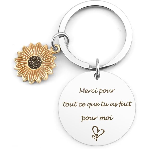 Porte-clés Femme DIFLAX – Lot De 4 Avec Message “Thank You” Et Carte, Cadeau Remerciement (amie, Prof, Noël, Thanksgiving)