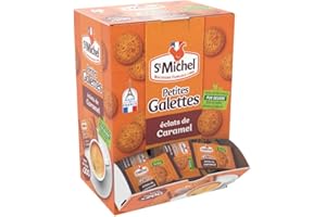 SAINT-MICHEL - Distributeur de Petites Galettes aux Eclats de Caramel - 200 Petites Galettes en Sachet Fraicheur - Idéal Café ou Thé