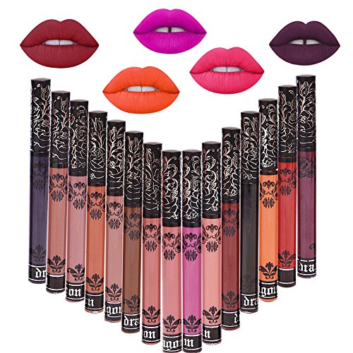Lippenstift Lippencreme Lippe Gloss Matt Lippenstift Flüssigkeit Lippenstifte 15 Farben wasserdicht langlebig Matte Liquid Lipstick Schönheit Lippe Gloss,Sexy Wasserdichte Long Lasting Moisturizing Lippenstift Lip Gloss/ Fashionable Colors Long Lasting Lipsticks Set,Dauerhafte Lange,Wasserdicht,Lange andauernd,Feuchtigkeitsspendend,Nicht verblassen,15 Farben