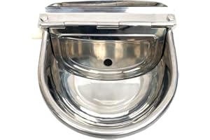 LUCKY FARM Automatic Cattle Water Bowls Stainless Steel Animal Drinking Bowl with Adjustable Float Valve Drinker for Ox Horses Goats Sheep Cattle Dog Water Bowl