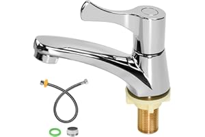 Huucozn Robinet Lave Main Eau Froide, Robinet D'évier De Lavabo En Alliage De Zinc Mitigeur Lavabo Monocommande Robinet d'eau froide Mélangeur d'éau froidé Robinét WC pour invités, Connexion G 1/2