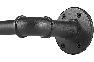 DINGFANGYA Tringle Rideau Style Industriel Noire, Tringle Rideau Obscurcissant, Pour Rideaux à Oeillets, Rail Rideaux Montage Mural et au Plafond, Barre de Rideau Extensible 88-188cm.(88-188cm)