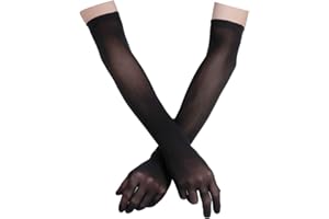 Aislor Unisexe Sexy Longs Gants de Soirée Mariage Sans Coutures Gants Complets Transparentes Mesh Mitaines Collants Plaisir Bras Manchette Sheer Clubwear