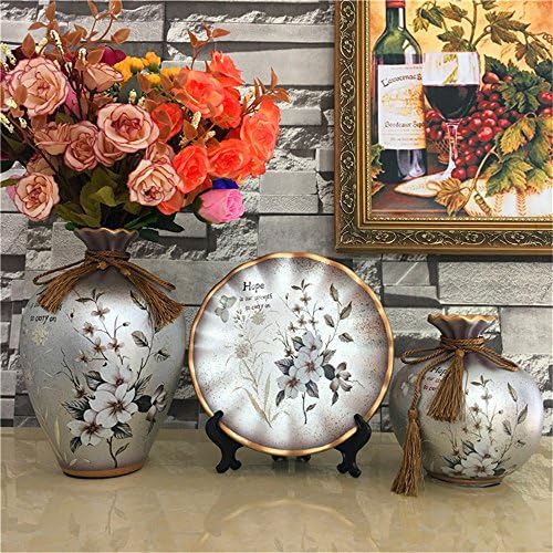 Set Of 3 Ceramic Vase Stand Modern Handicraft Hand-Painted Desktop Tabletop Count Ornaments Home Decor For Centerpieces Christmas Thanksgiving Day Birthday Wedding Party Gift