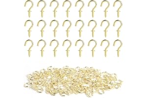 KQDRAVINE 100 st. skruvkrokar små med låda gyllene 1/2 tum krokskruvar set mini krok tak trädkrok guld skruvkrok koppkrokar för hängande trädgård växter konst kök kontor