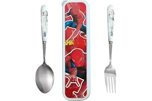 ZMRKQW Posate Bambini in Acciaio Inox, Spiiderman Set Posate Bambino 1 Forchetta Bambini e 1 Cucchiai Bambini per Bambino, con Posate Custodia, Casa Scuola Uso, Adatto ai regali ai bambini