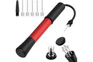 HOTUT Pompe à Ballon de Football, kit de Pompe à Air, avec Aiguille, Buse, Stockage D'aiguilles, Pompe à Air Manuelle pour Football, Ballon de Rugby, Volley-Ball, Basket-Ball