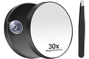 BEIDAIBY Magnifying Mirror 30x, Mirror Magnifying Round,Magnifying Handheld Mirror with Suction Cup and Tweezer,Small Travel Pocket Makeup Mirrors,for Shaving,Eyebrow Tweezing,Blackhead Blemish Removal