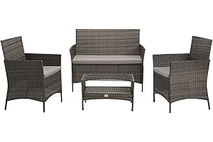 SVITA Brooklyn Gartenmöbel Poly Rattan Sitzgruppe Essgruppe Set Sofa-Garnitur Lounge Grau