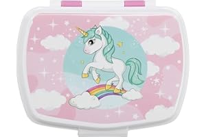 ILS I LOVE SHOPPING Caja de merienda para niños - Caja para almuerzo y portamerienda para la escuela - unicornio