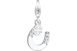 Elli Charms Horseshoe Cloverleaf Crystals 925 Sterling Silver