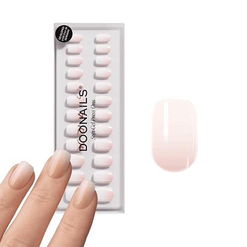DOONAILS Soft Gel Press On Nails Set of 30 Baby Boomer Short Square Shape Pink White Nails for Sticking Full Cover in Salon Quality Fake Nails Soft Gel Short Natural & Comfortable to Wear