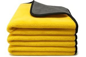 Kemes Ściereczki z mikrofibry, 3 sztuki, 500 g/m², 4-krotna, chłonna ściereczka do polerowania, do pielęgnacji samochodu i gospodarstwa domowego, 30 x 30 cm