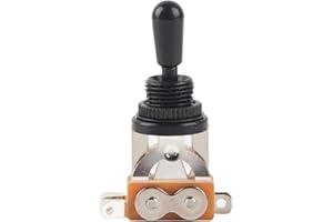 DILWE Commutateur à bascule de guitare 3 voies, commutateur à bascule de sélecteur en métal avec le bouton en laiton pour la guitare électrique de style de LP(noir)