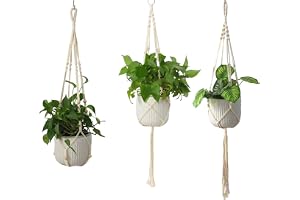 Shuqio makramé blomampel, 3 stycken, 88/104/110 cm, bomullsrep